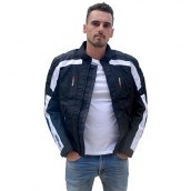 BLOUSON ADX RINGROAD NOIR-BLANC    XS  (AVEC PROTECTIONS-SANS PLAQUE DORSALE)