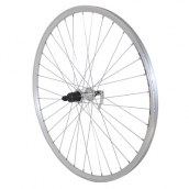ROUE VTC 700X35 ARRIERE ER10 ALU DOUBLE PAROI MOYEU POUR SHIMANO TX500 ARGENT CASSETTE 9-8V.